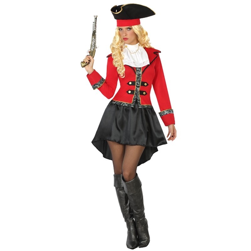DEGUISEMENT PIRATE FEMME NOIR ET ROUGE 1
