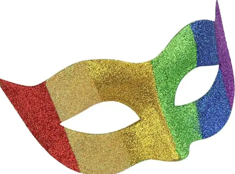 masque paillettes rainbow arc en ciel