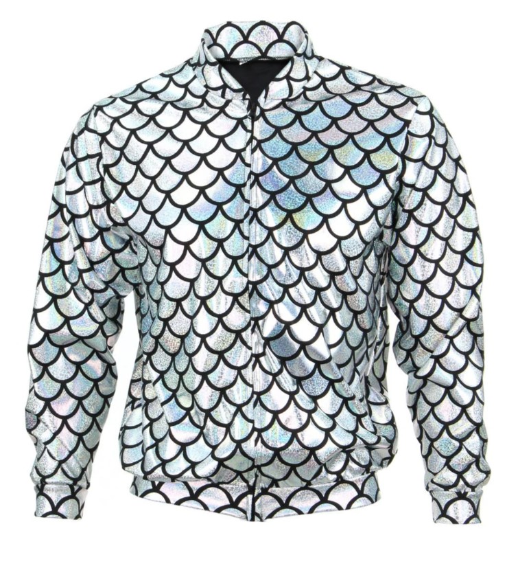 blouson bombers argent ecailles de poisson 1