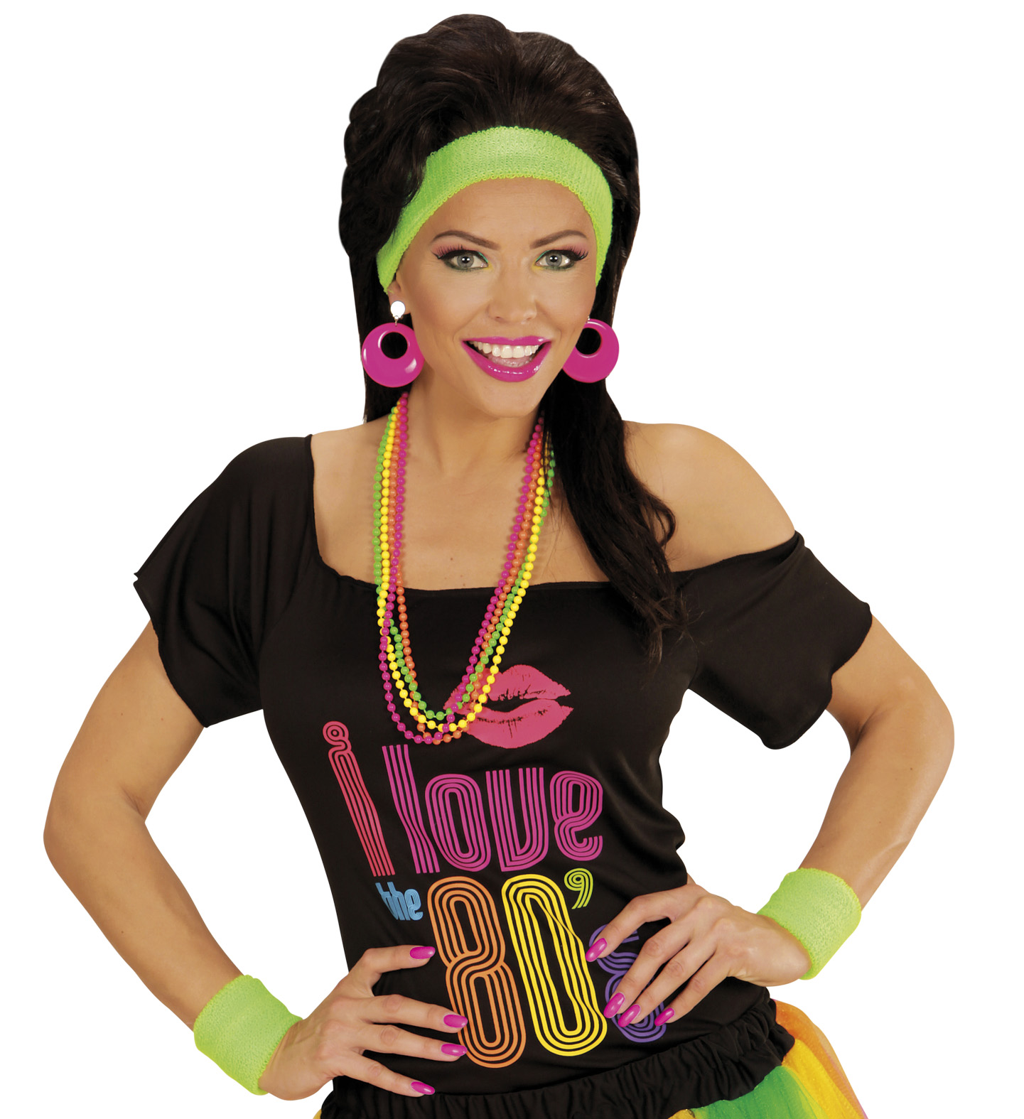 set bandeau et poignees vert fluo annee 80 3