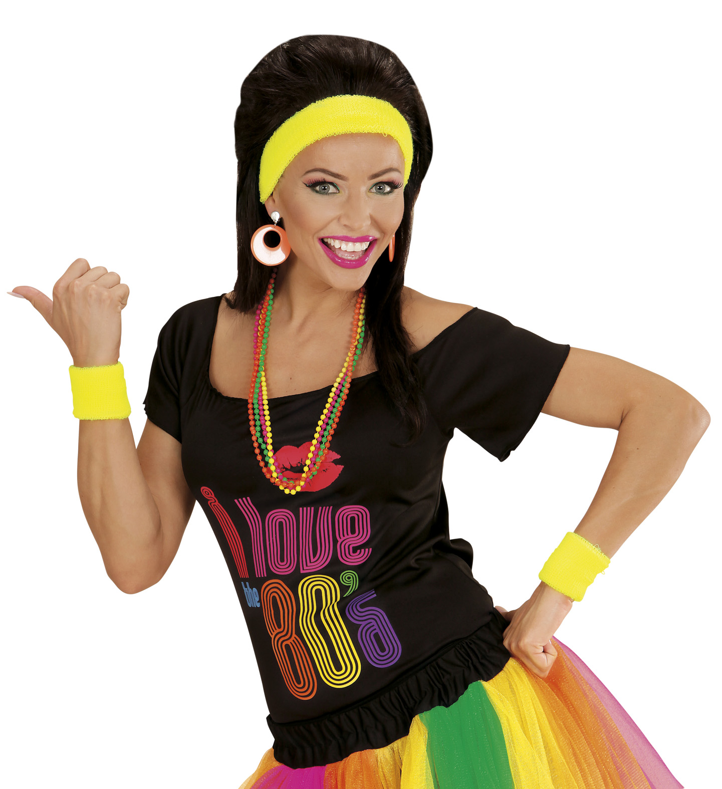 set bandeau et poignees jaune fluo annee 80 3