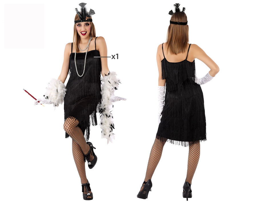 DEGUISEMENT ROBE FRANGES NOIRES GATSBY