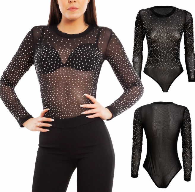BODY NOIR RESILLE STRASS