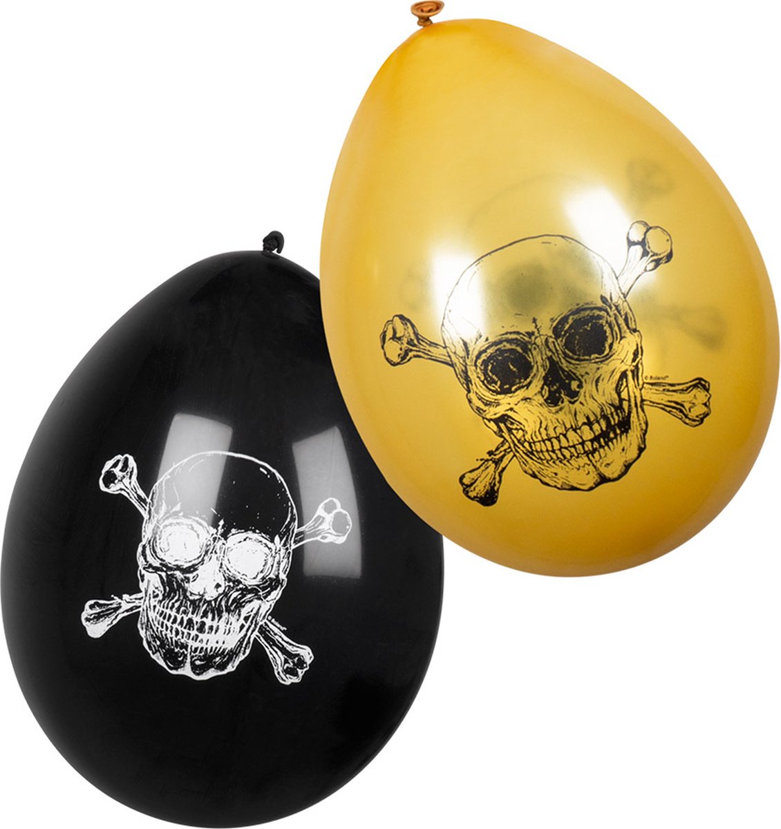 6 BALLONS LATEX PIRATE NOIR ET OR