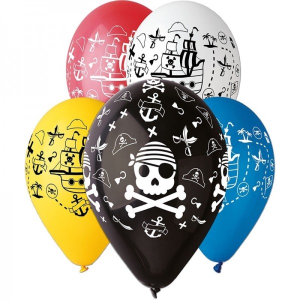 5-ballons-colores-motifs-pirates
