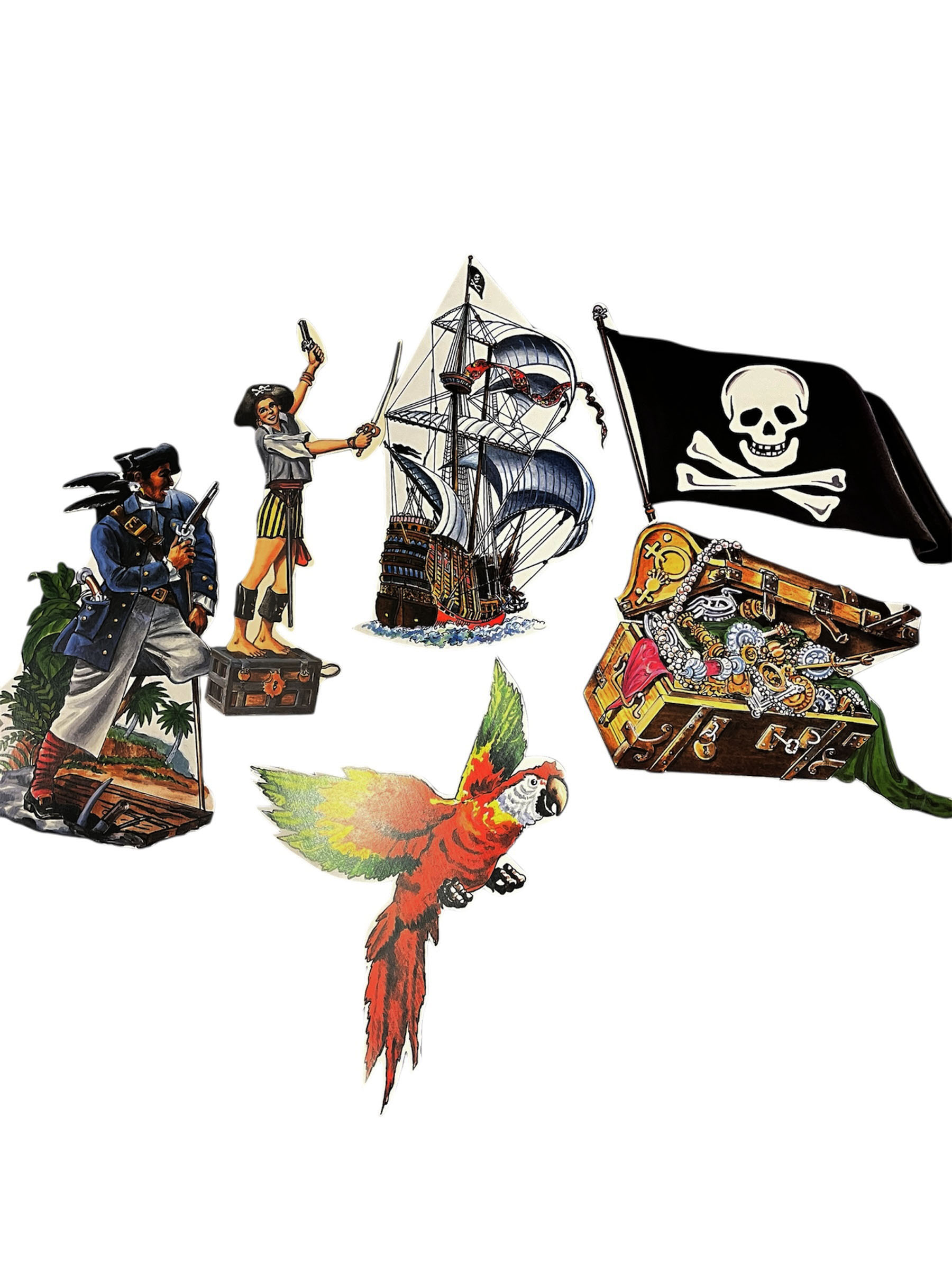 LOT DE 6 DECORS CARTONS 40 CM PIRATE
