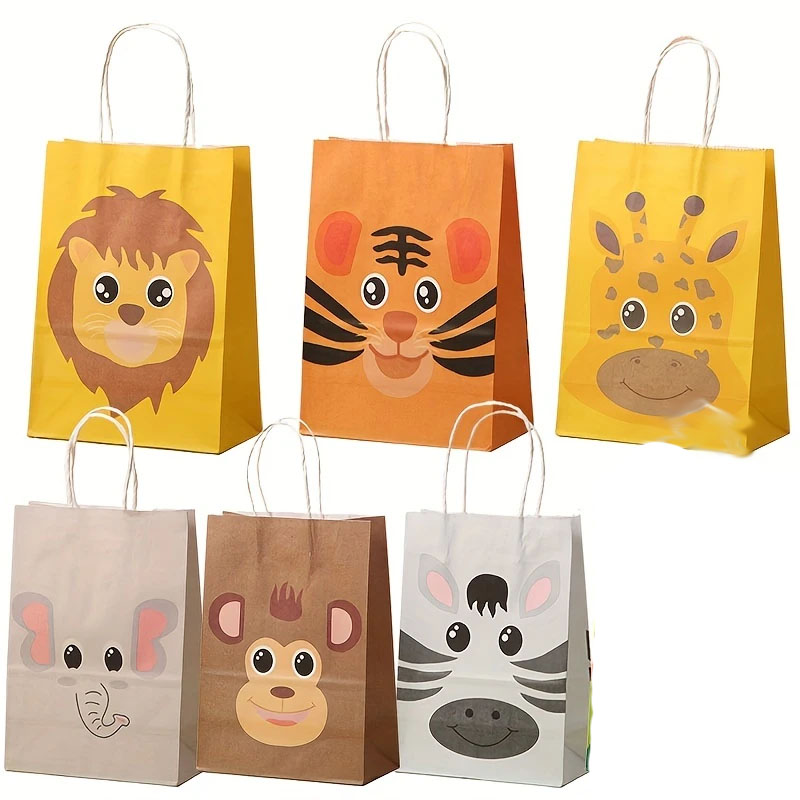 6 sachets surprises kraft savane jungle