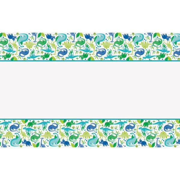 NAPPE PLASTIQUE DINOSAURES BLEUS ET VERTS 1