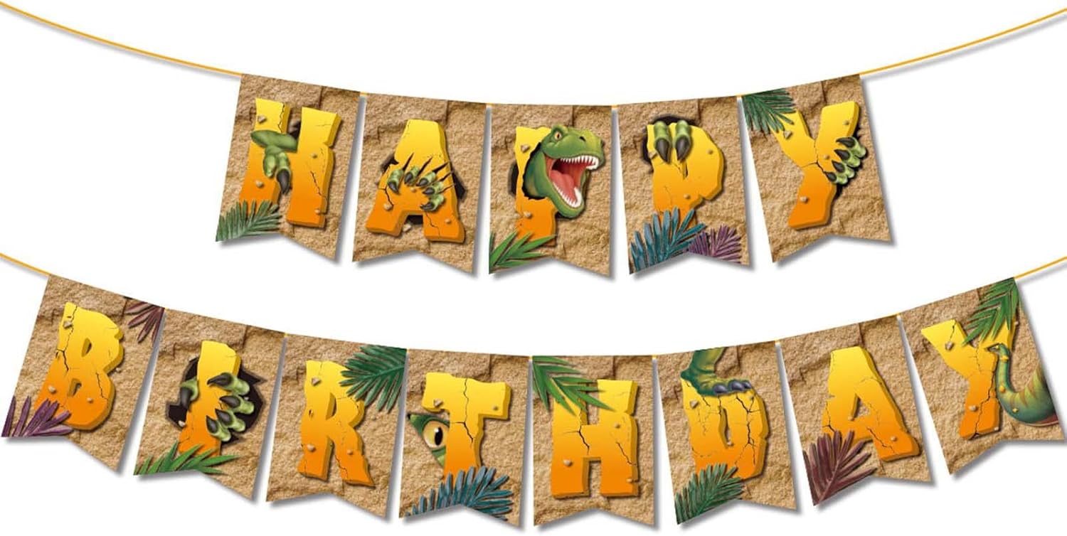 GUIRLANDE LETTRE ARTICULEE HAPPY BIRTHDAY DINOSAURES 1