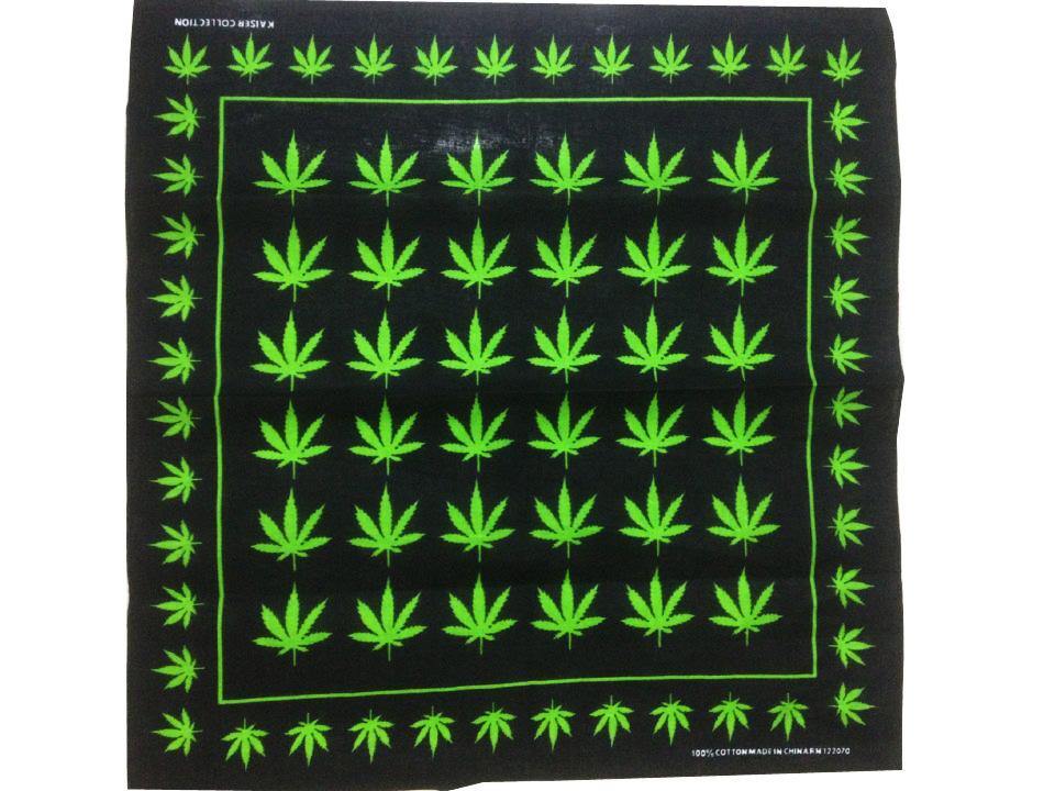 BANDANA RASTA NOIR FEUILLES CHANVRE VERTES
