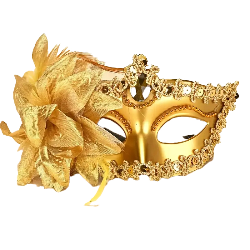 masque venitien or avec fleur