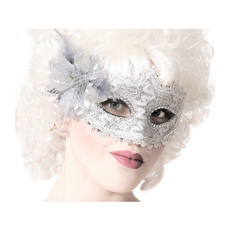 MASQUE VENITIEN ARGENT AVEC PAPILLON