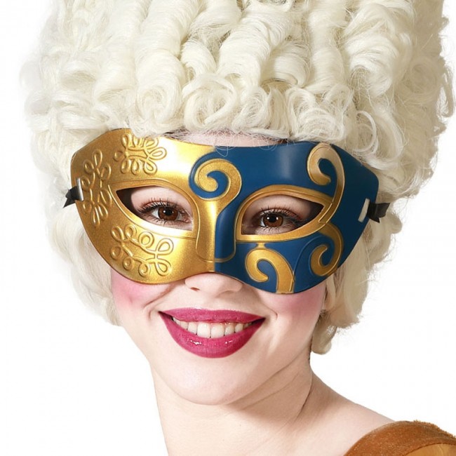 MASQUE VENITIEN BLEU ET OR VOLUTES