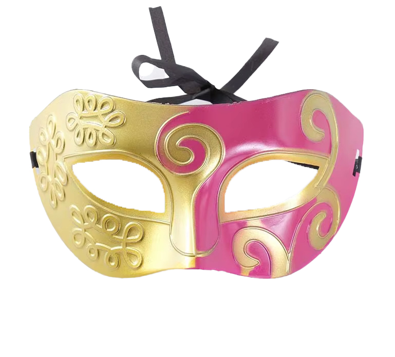 masque venitien volutes or et fuchsia