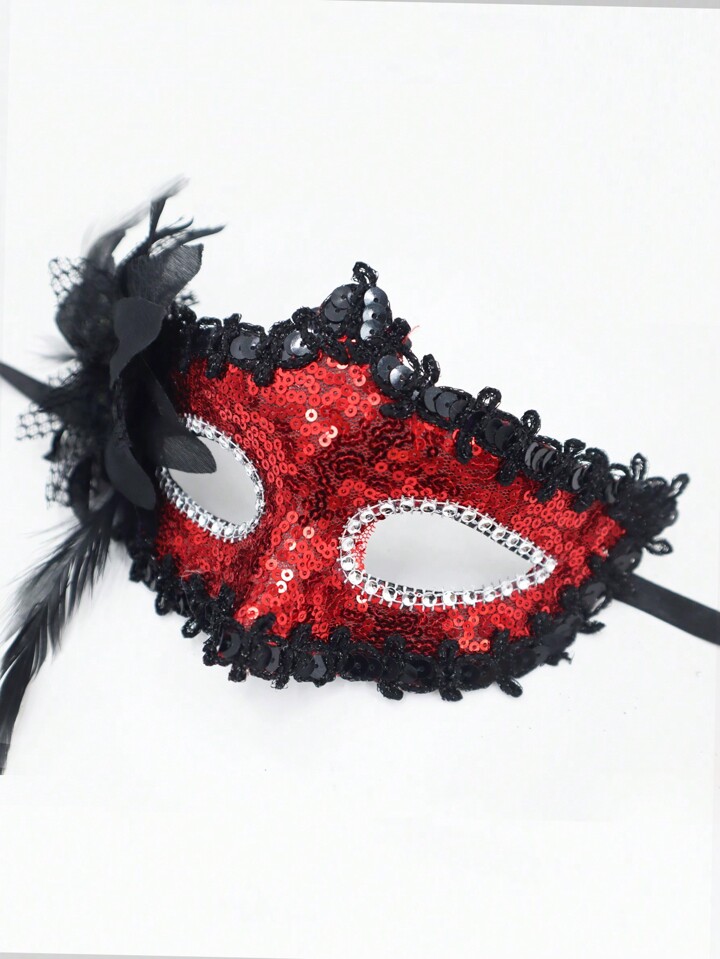masque venitien rouge et noir
