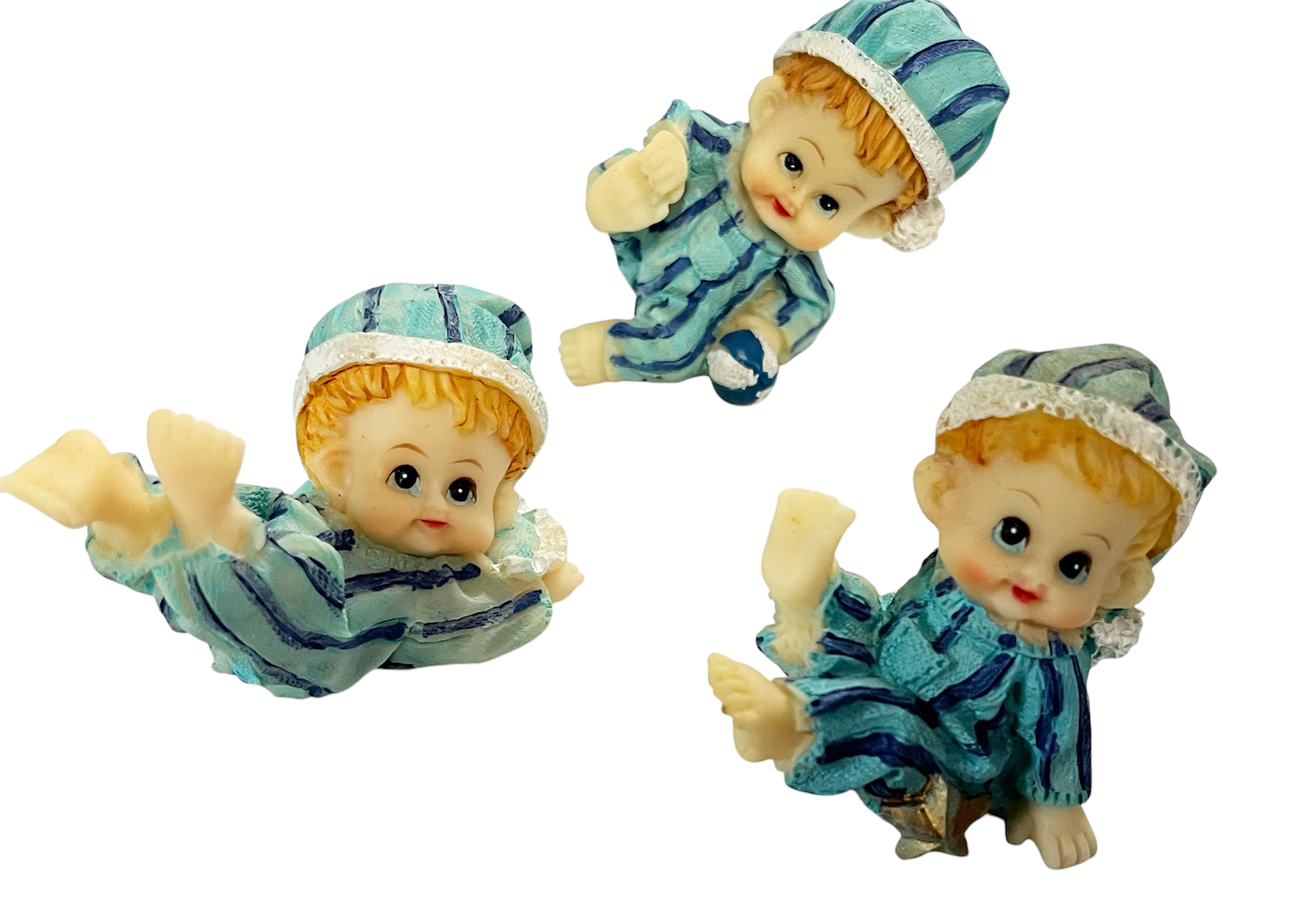 3 figurine bebe pyjama rayés resine dragees