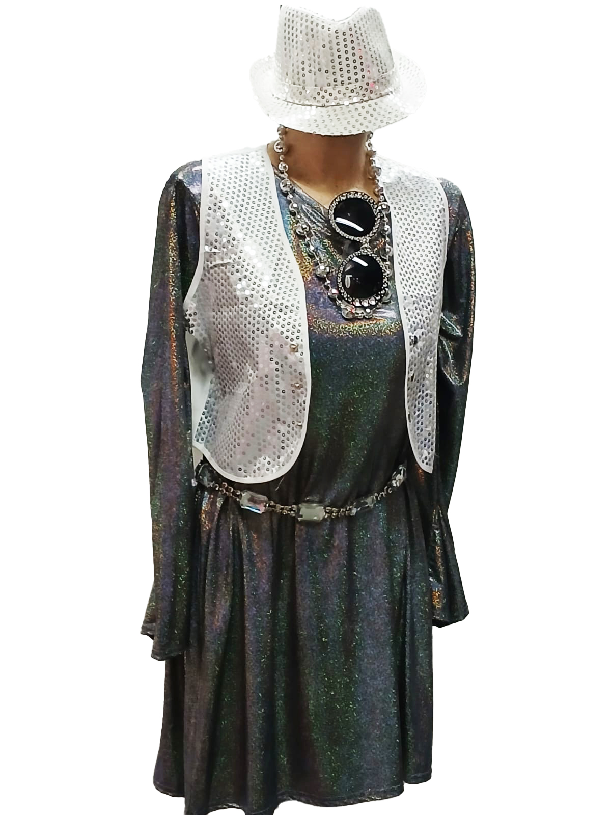 TUNIQUE DISCO LASER ARGENT XXL
