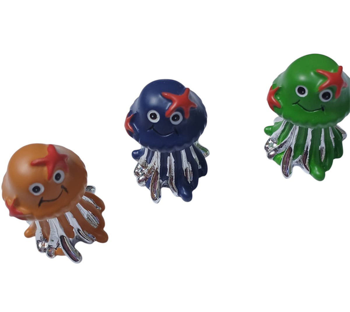 6 figurines poulpes métal argenté 1