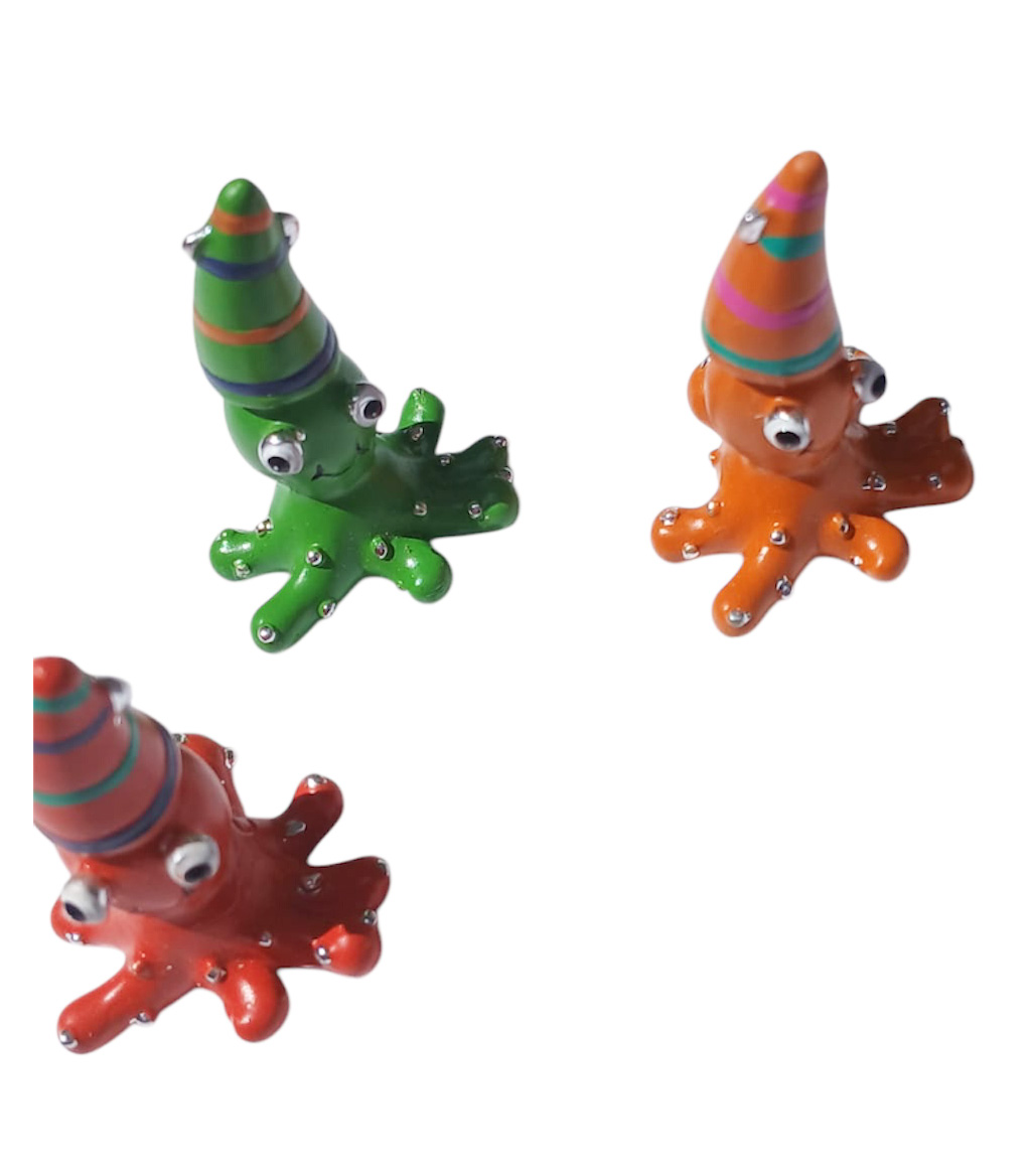 3 figurines resine bebe poulpe metal argenté 2