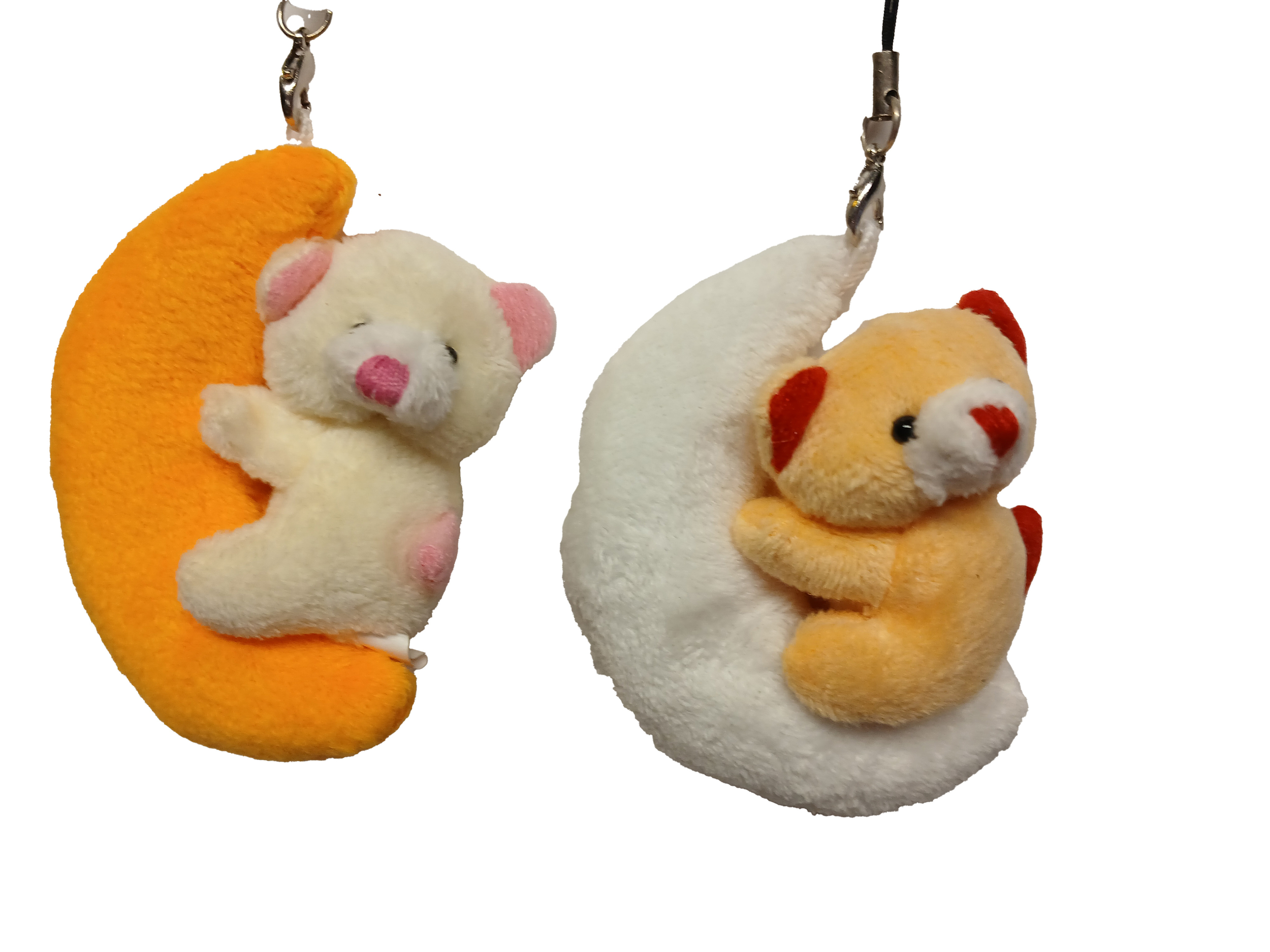 2 mini peluche ourson sur croissant de lune