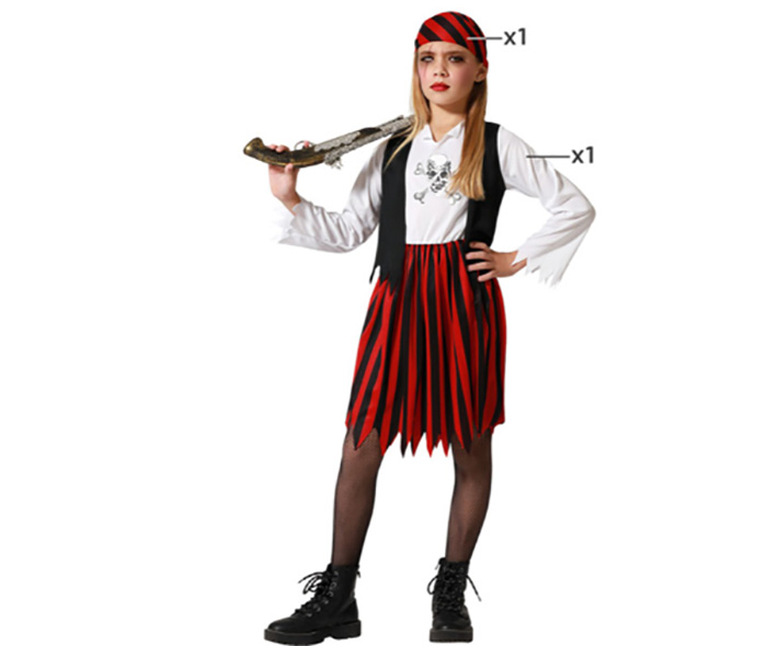 DEGUISEMENT PIRATE FILLE ROUGE ET NOIRE