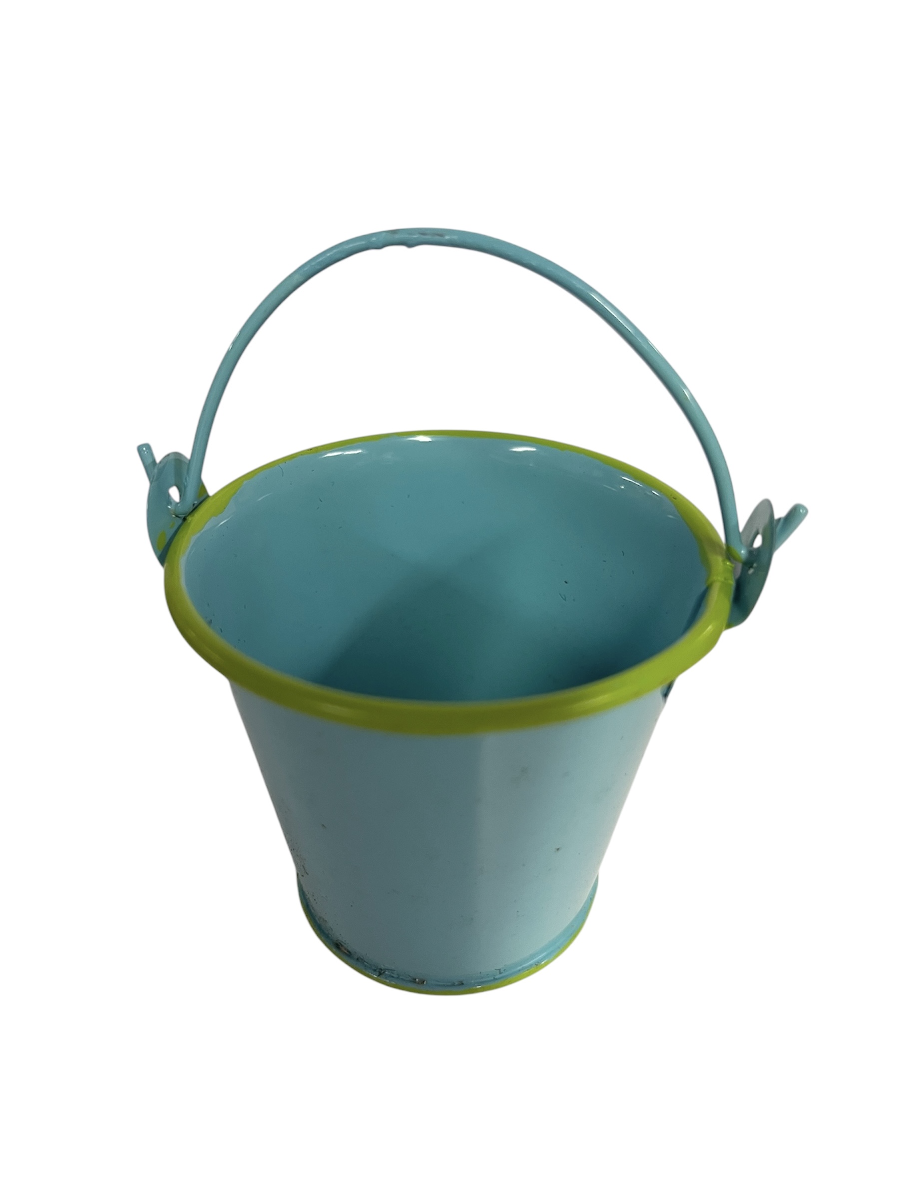 lot 6 mini seau metal bleu ciel
