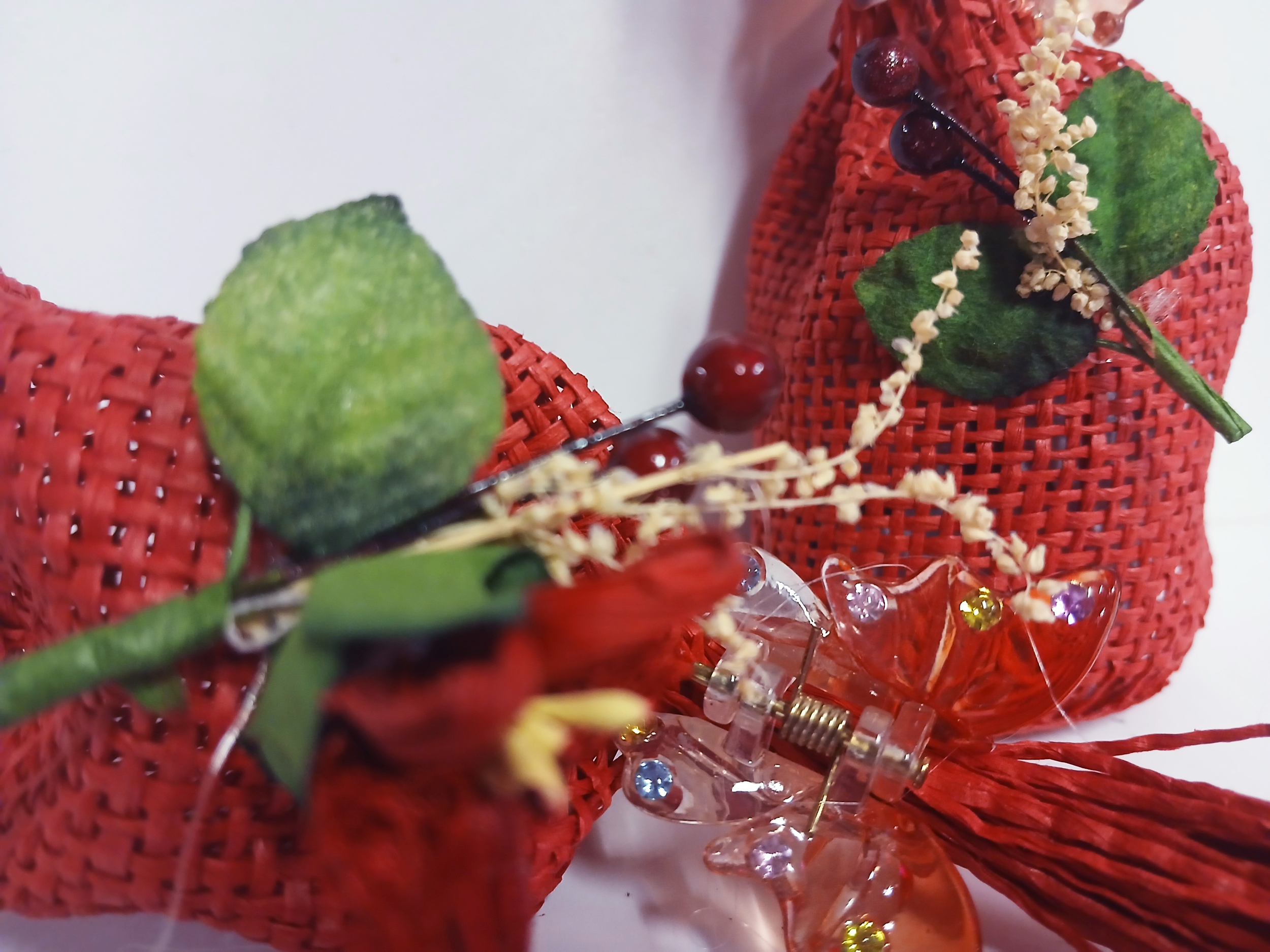 6 bourses toile de jute rouge dragees