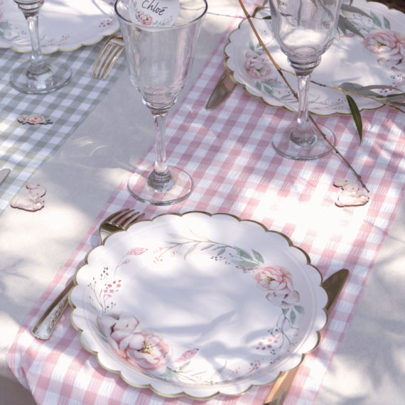 ROULEAU CHEMIN DE TABLE VICHY ROSE 10 M 1