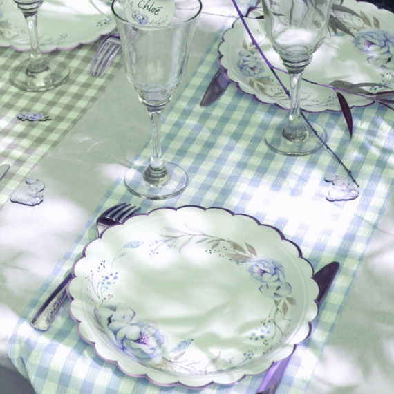 ROULEAU CHEMIN DE TABLE VICHY BLEU 10 M 1