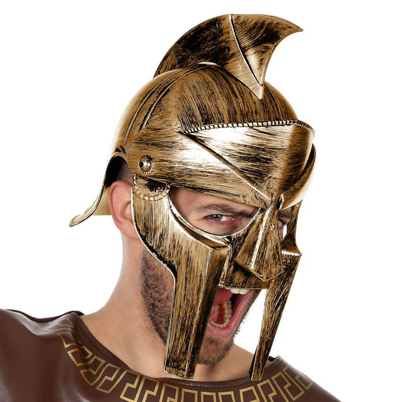 casque gladiateur ou romain vieil or