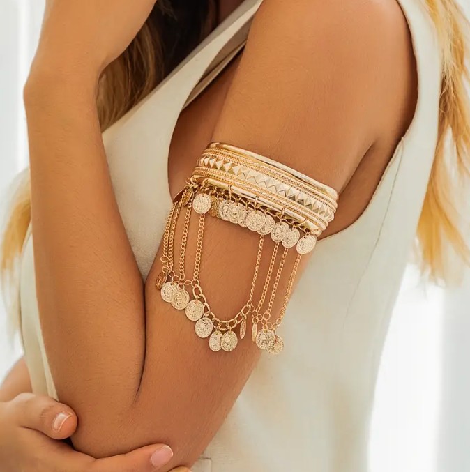 bracelet tour de bras oriental ou egyptien metal or