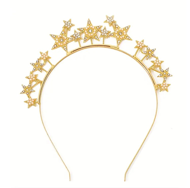 SERRE TETE METAL ETOILE STRASS ET PERLES