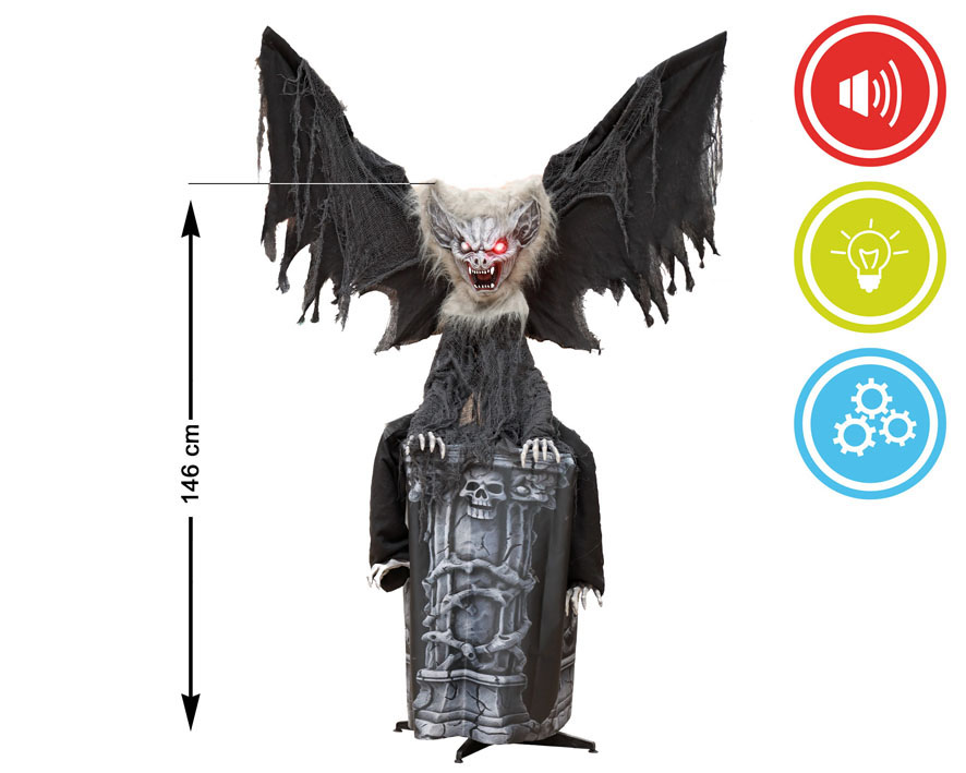 DECOR HALLOWEEN GARGOUILLE ANIMEE LUMINEUSE ET SONORE 146 CM