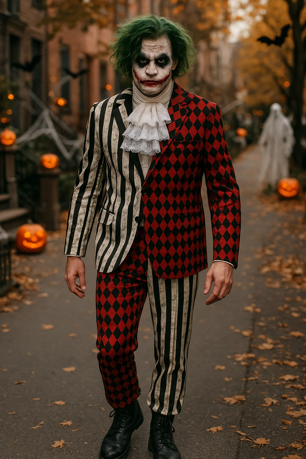 DEGUISEMENT JOKER BICOLORE DAMIER ET RAYURES