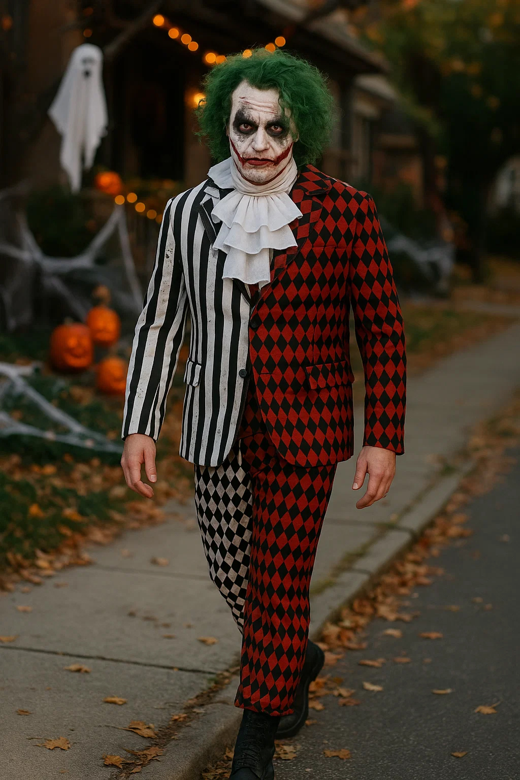 DEGUISEMENT JOKER BICOLORE DAMEIR ET RAYURES