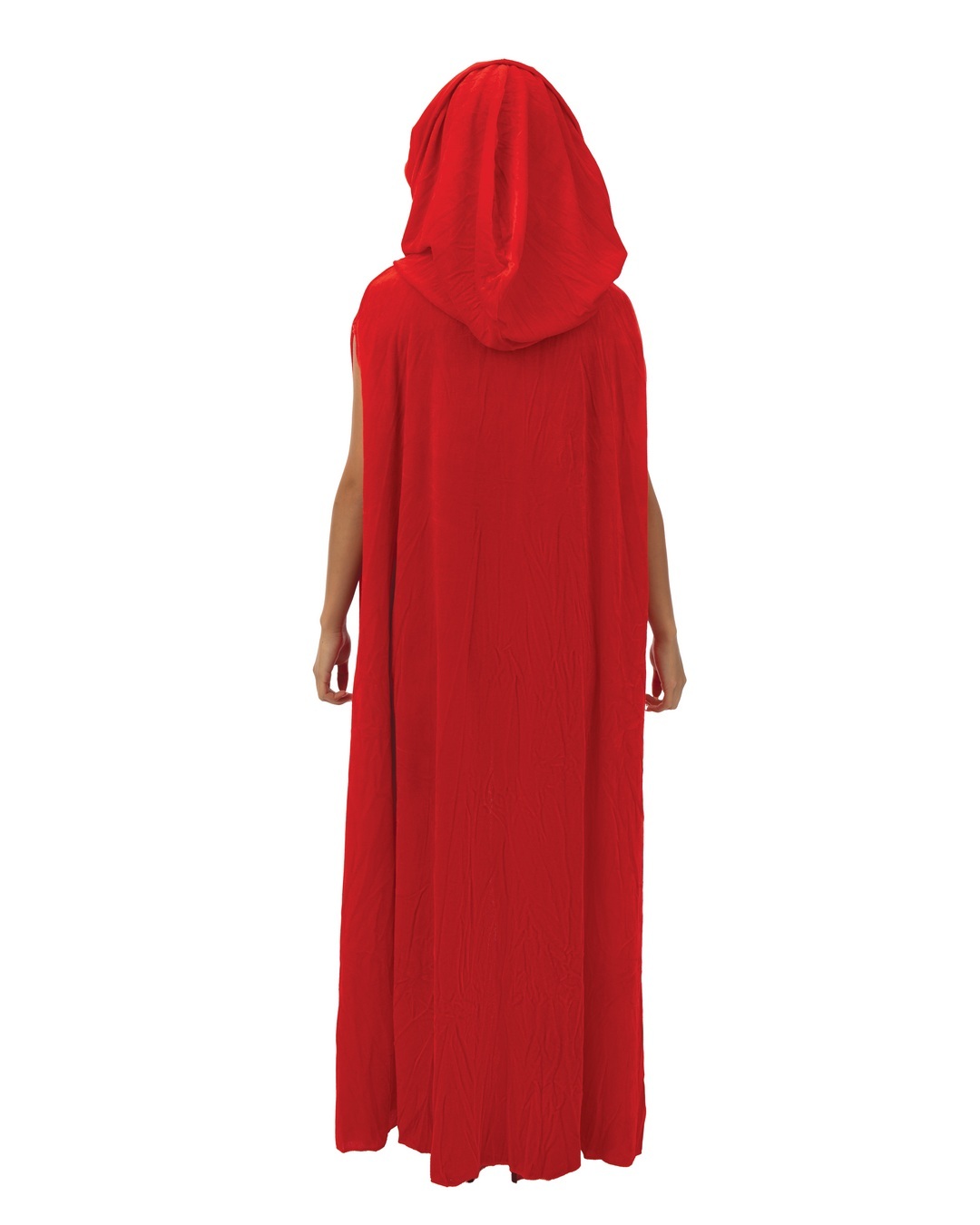 CAPE A CAPUCHE LONGUE VELOURS ROUGE 1jpg
