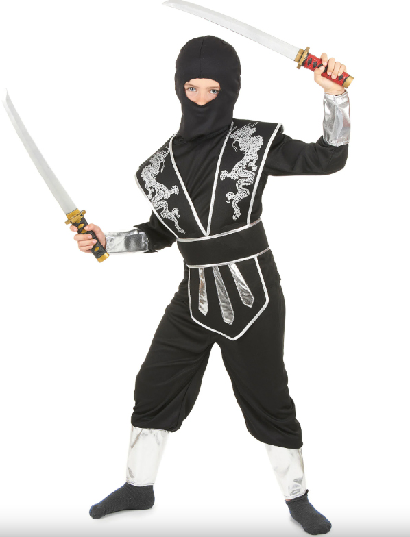 deguisement ninja noir et argent enfant