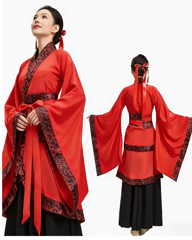 costume kimono japonais rouge et noir 1
