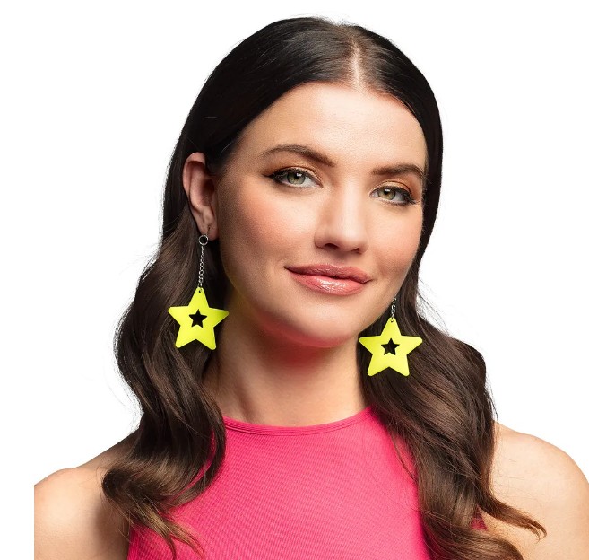 BOUCLES oreilles fluo jaune etoile