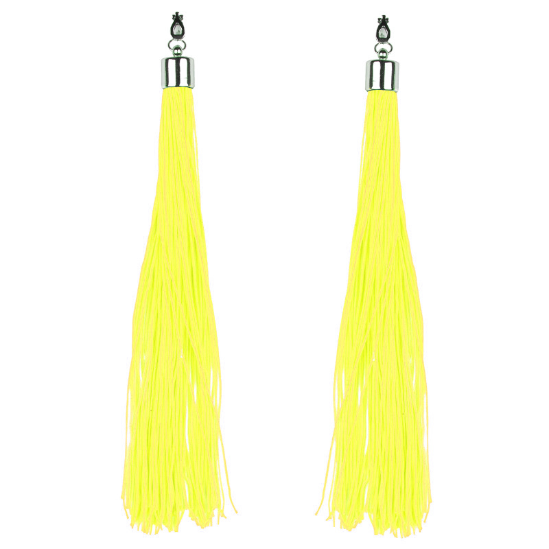 BOUCLE OREILLE PENDANT FIL JAUNE FLUO