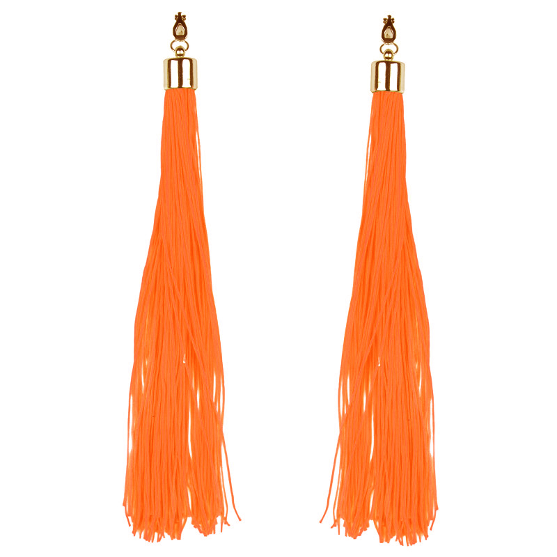 BOUCLE OREILLE PENDANT FIL ORANGE FLUO