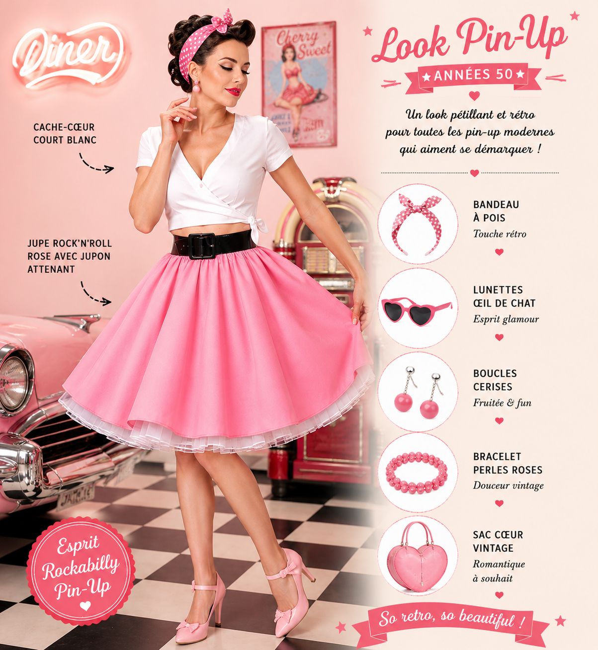 JUPE ROCK PIN UP ROSE