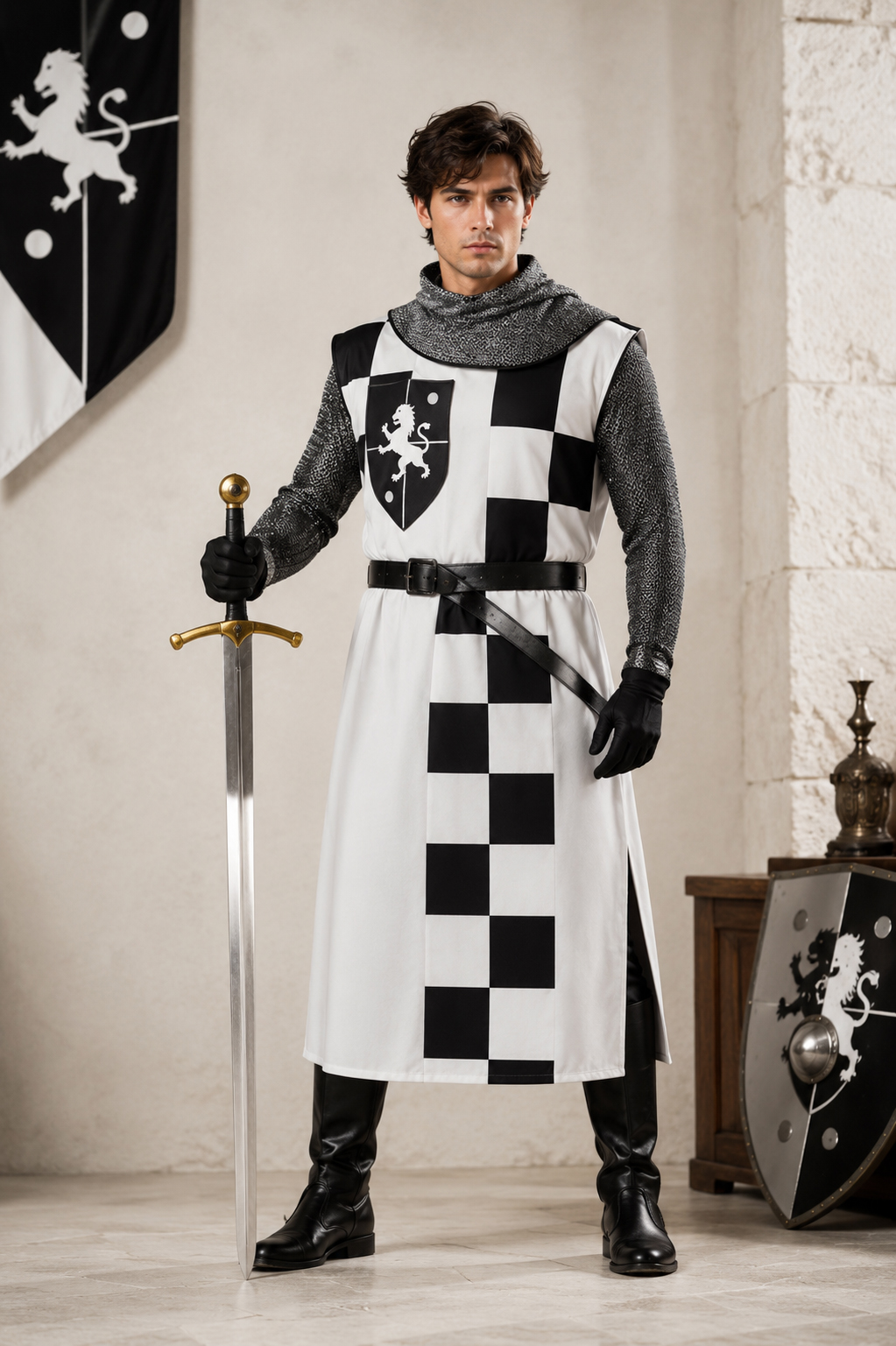 surcot medieval noir et blanc 1