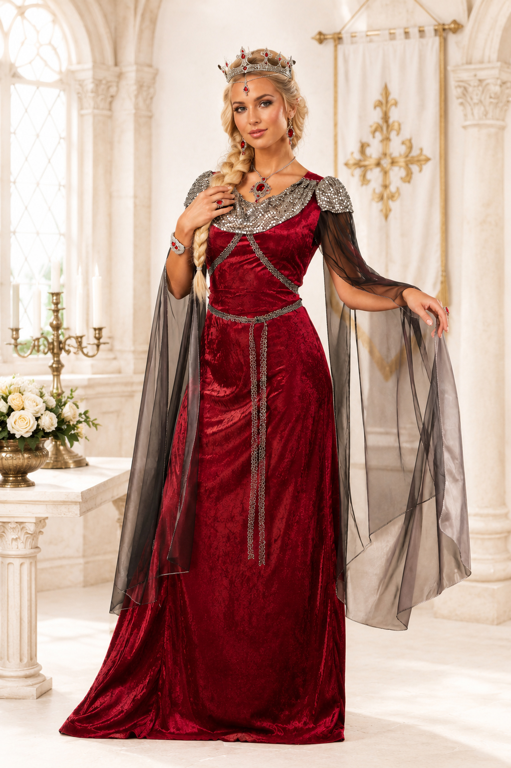 DEGUISEMENT ROBE MEDIEVALE BORDEAUX GUENIEVRE