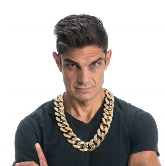 COLLIER CHAINE RAPPEUR GROSSES MAILLE DORE 70 CM