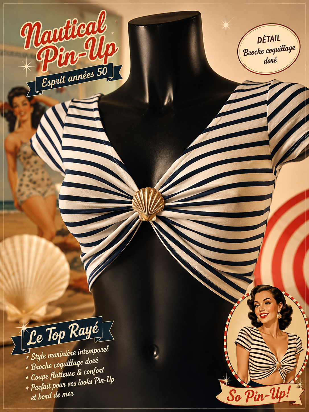TOP PIN UP ANNEE 50 MARIN