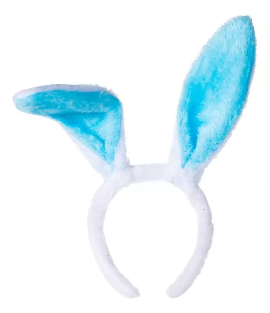 SERRE TETE LAPIN PELUCHE BLEUE ET BLANCHE MODULABLE
