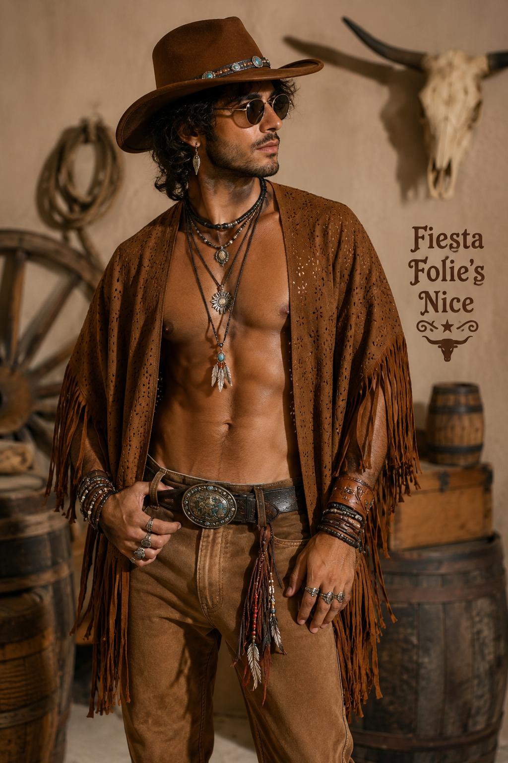 PONCHO PEAU DE PECHE MARRON 2