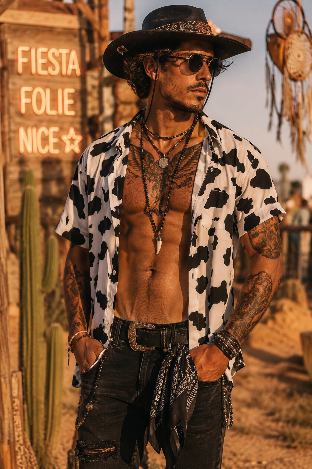 chemise homme western imprimee vache