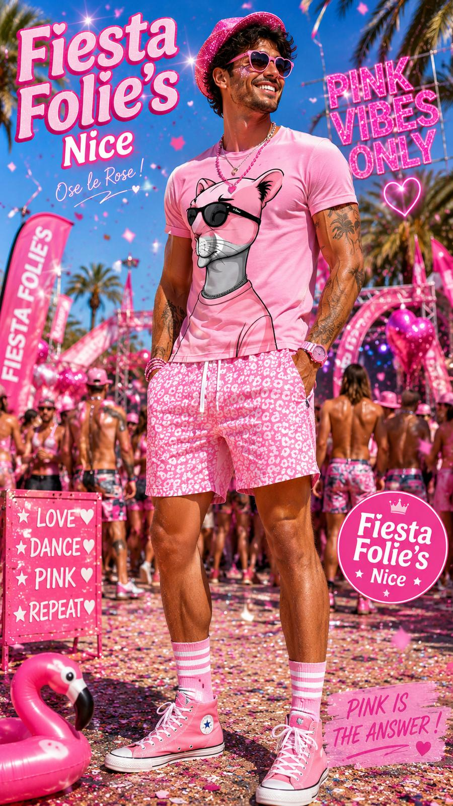 TENEU PANTHERE ROSE HOMME
